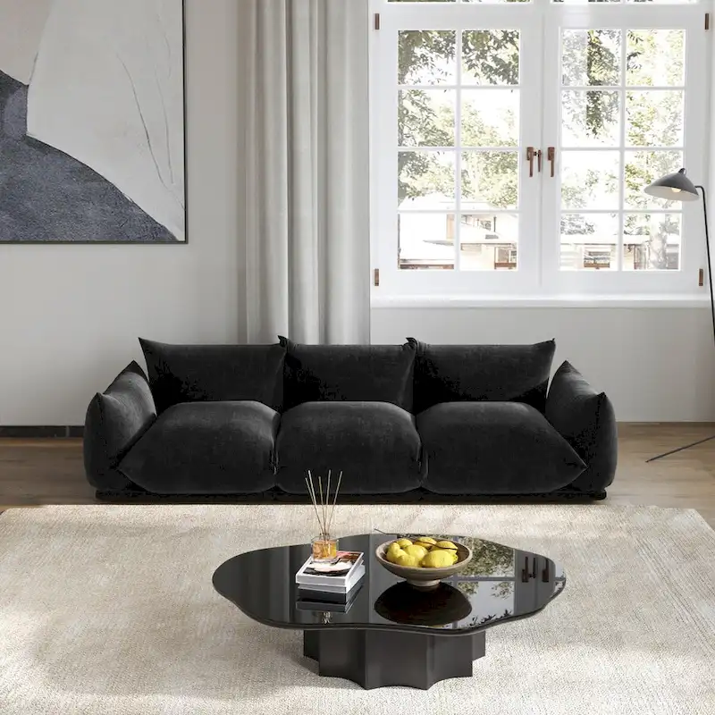 Modern Comfy 3 Seater Couch, Chenille Sectional Sofa 3 Seats Modular Couches with Thick Cushion