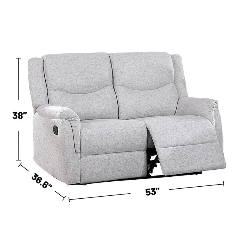 Burlap-Like-Fabric Upholstered Manual Motion Reclining Loveseat