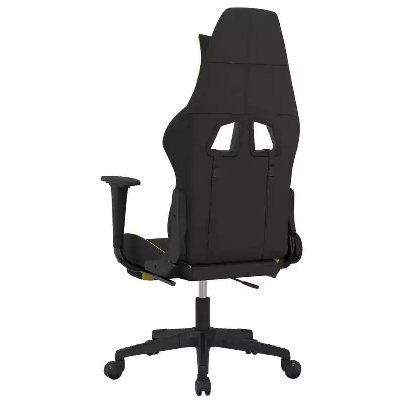 vidaXL Gaming Chair with Footrest, Black and Yellow, Fabric