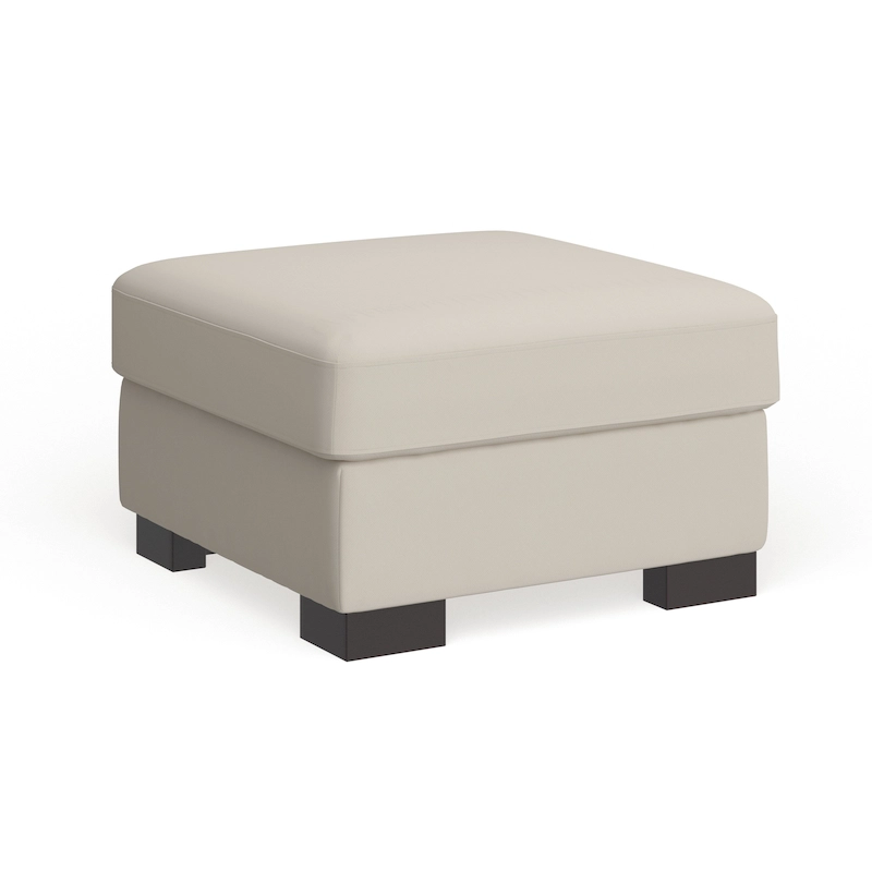 Lionel White Cotton Fabric Down-Filled Ottoman by iNSPIRE Q Artisan