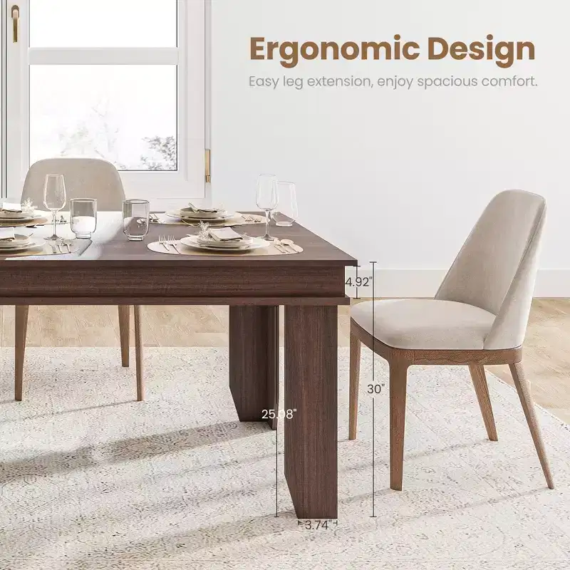 Farmhouse Dining Table 70.87 Inch,Brown Kitchen Table Seats 6-8 People