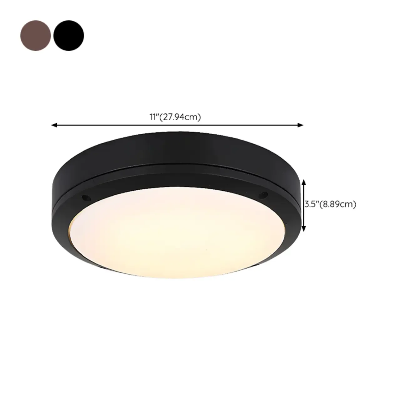 Industrial Black Round Metal LED Flush Ceiling Light