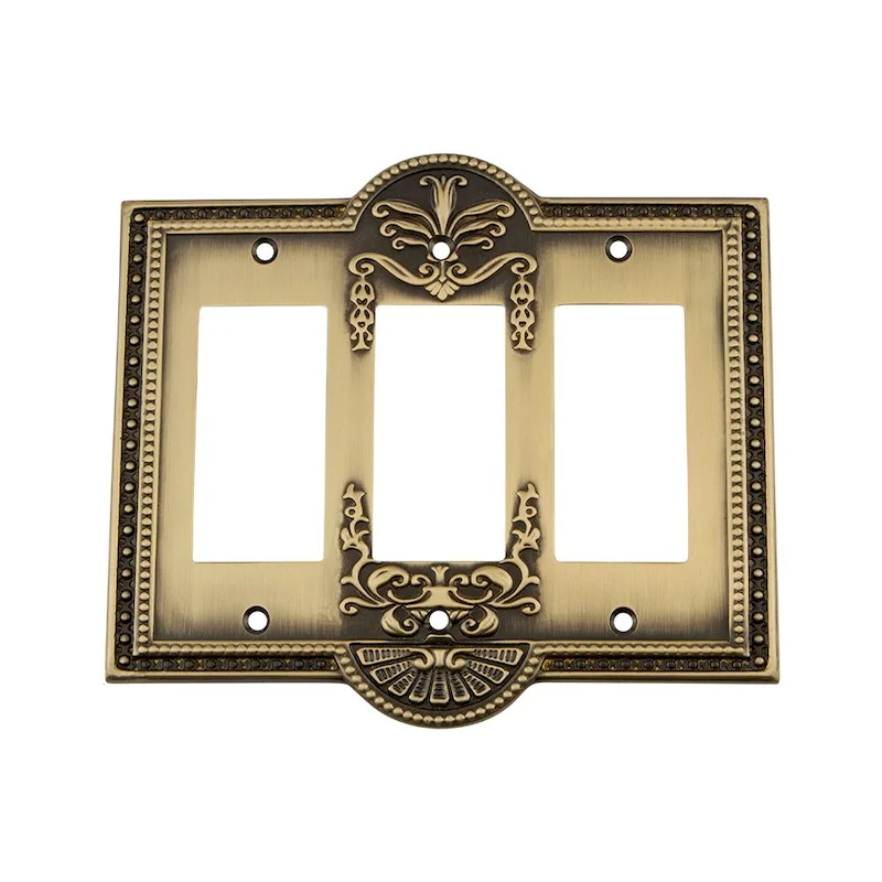 Nostalgic Warehouse MEA_SWPLT_R3 Meadows Triple Rocker / GFI Wall