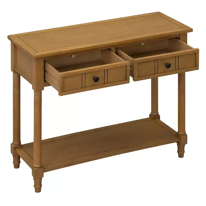 GDFStudio Darren Traditional Entryway Console Table with 2 Drawers and Bottom Shelf