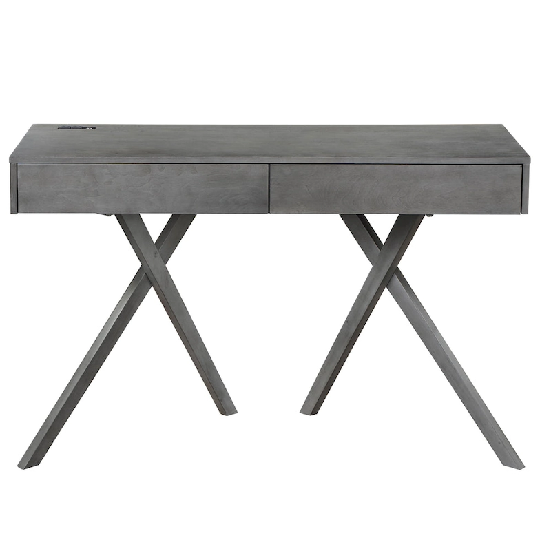 Foli Transitional 47-inch Wood 2-Drawer Desk with USBs and Power Outlets by Furniture of America
