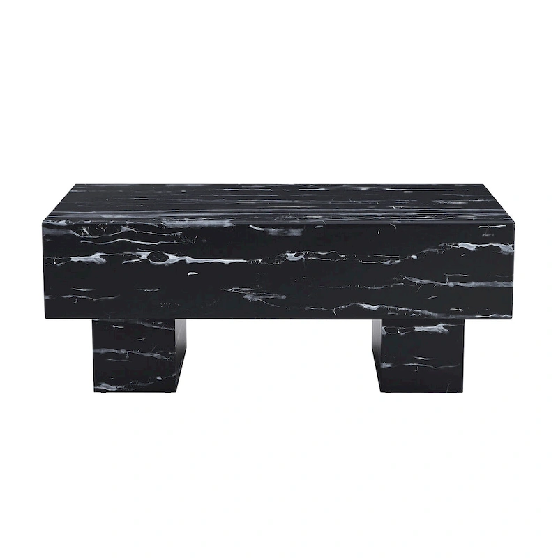 43.3 MDF Coffee Table with Black Marble Texture and 300lbs Weight Capacity