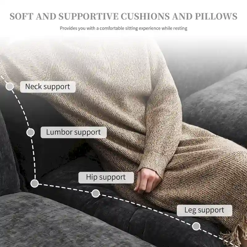 Harper&Bright Designs Modern L-shaped Chenille Cloud Sofa with Double Seat