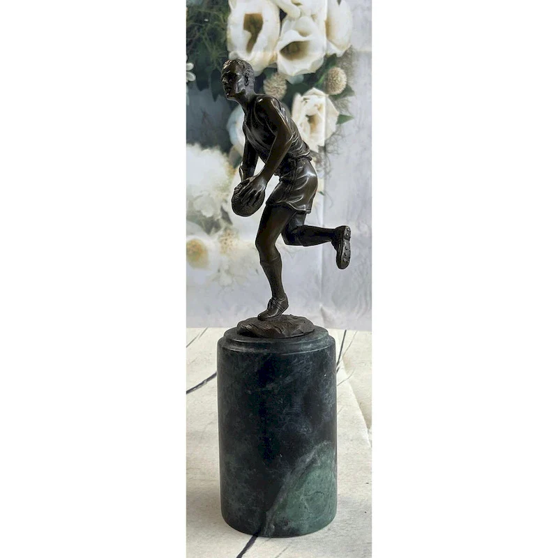 Bronze Statue Union League Rugby Football Player Trophy Sport Figurine Figure