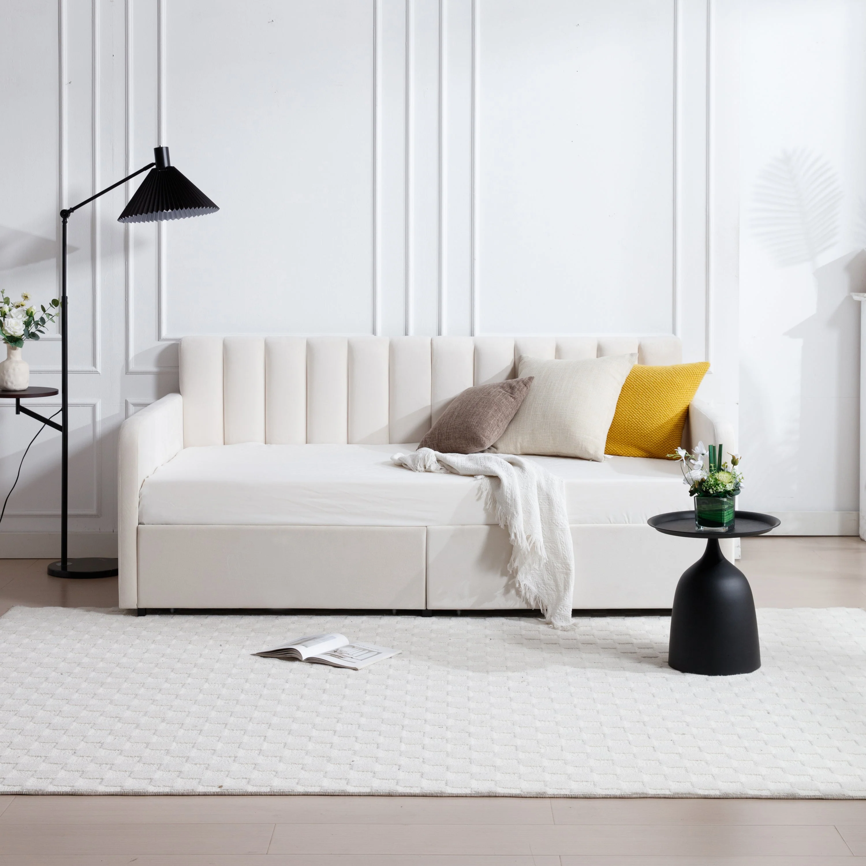 Walker Edison | Velvet Upholstered Daybed with Storage