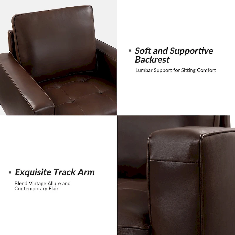 Elizabeth Mid-century Genuine Leather Arm Chair Set of 2 by HULALA HOME