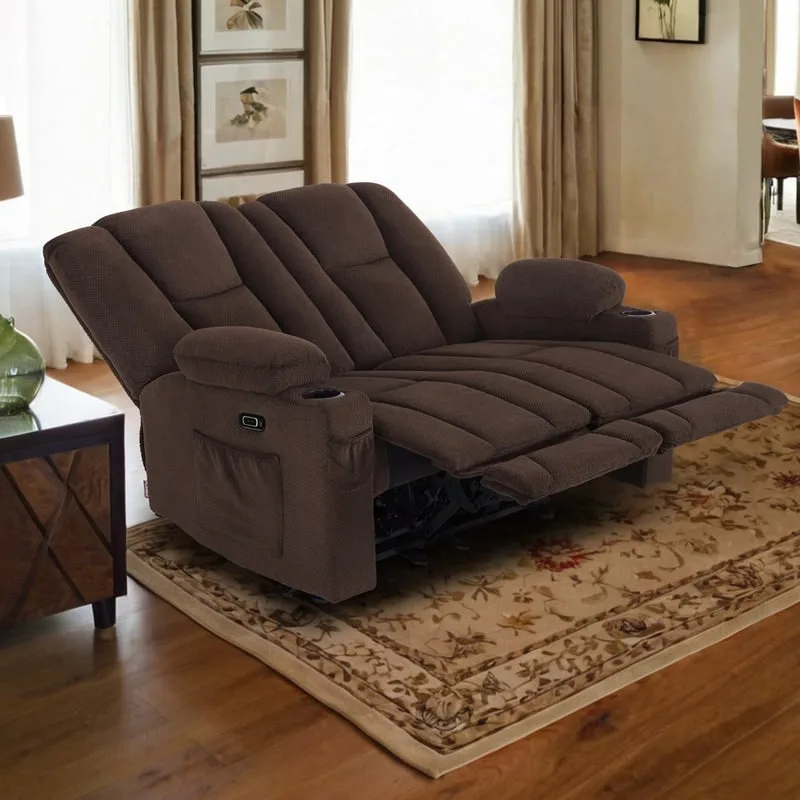 MCombo Electric Power Reclining Sofa with Massage and Lumbar Heat, Fabric 6015/6025/6035/6045
