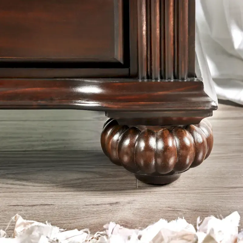 Vame Traditional Walnut Solid Wood 3-Piece Poster Bedroom Set by Furniture of America