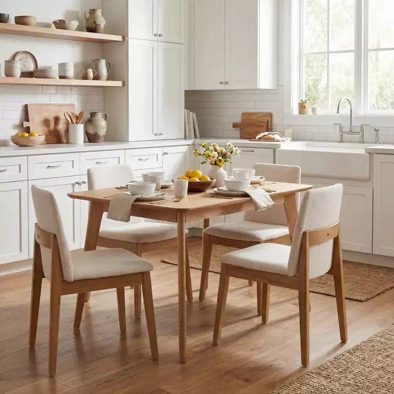 Gray Upholstered 5-Piece Rectangle Dining Set for 4