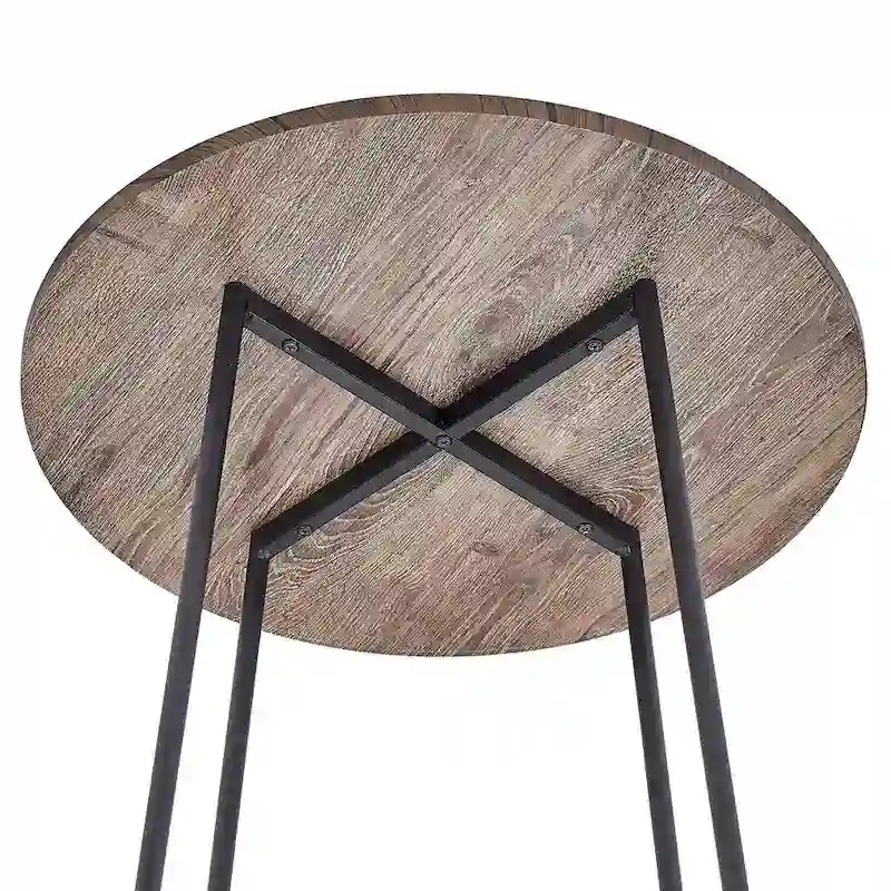 35.4 High Round Bar Table, Industrial Style Wood Top Bistro Pub/Breakfast Table