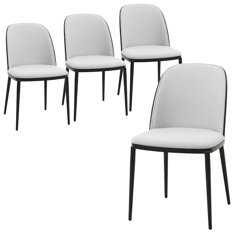 Dining Chair with Upholstered Seat Side Chair with MDF Wood Frame in Steel Set of 4