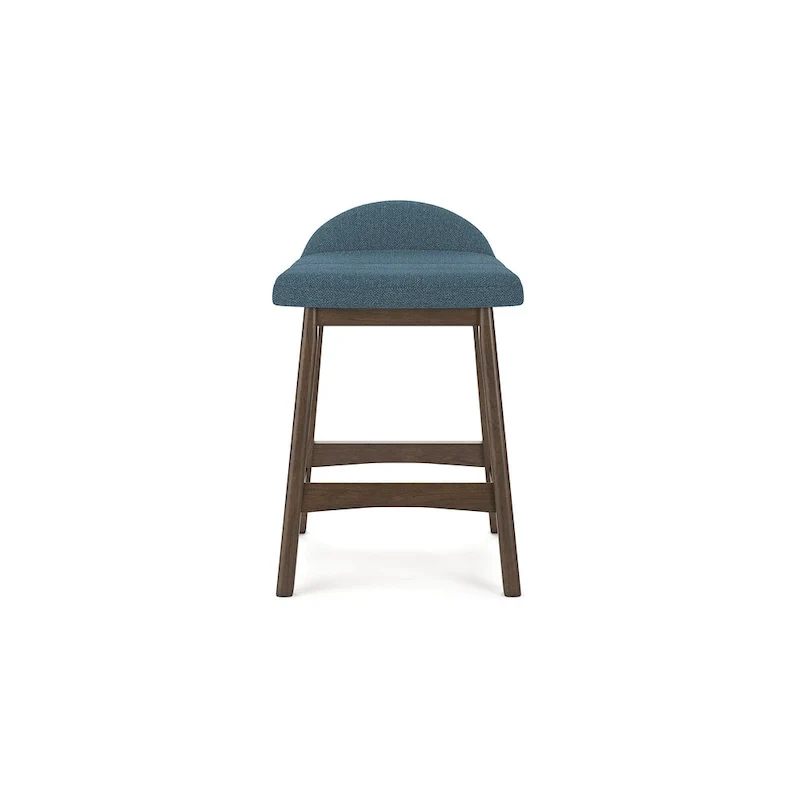 Counter Height Bar Stool, Set of 2, Mid-Century, Polyester, Foam Cushion, Hardwood Frame, Seats 2, Charcoal/Teal/Grey/Yellow