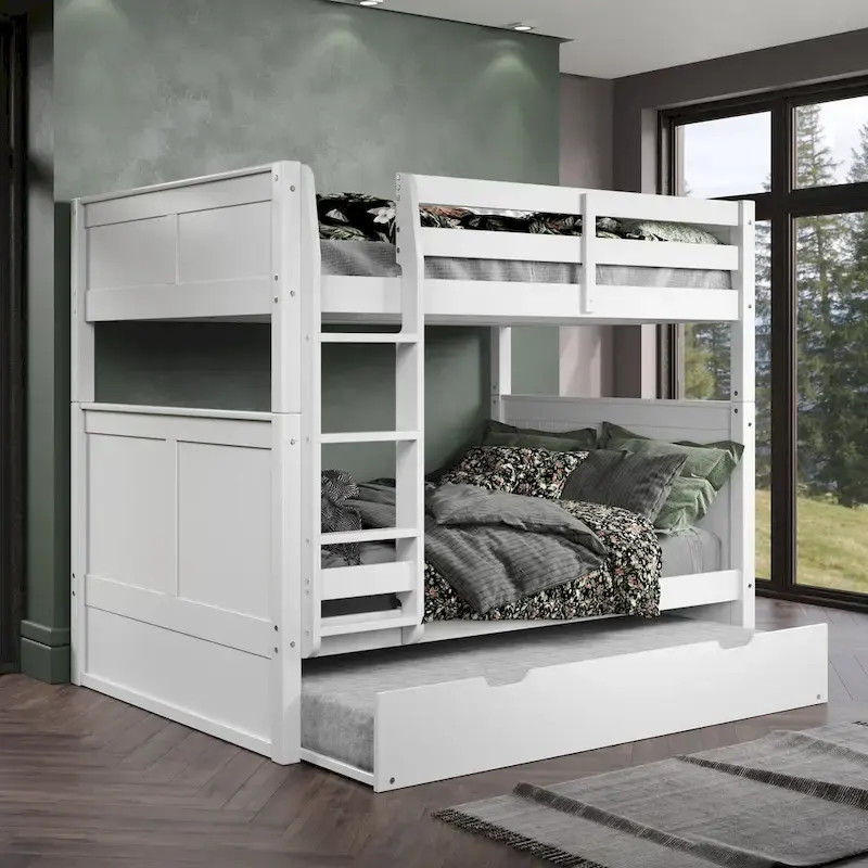 Camaflexi Full over Full Bunk Bed with Twin Trundle - Panel Headboard