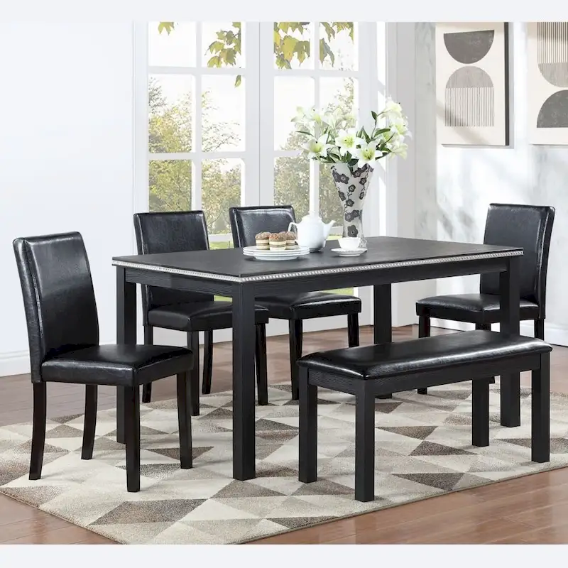 6-Piece Solid Wood Dining Table Set
