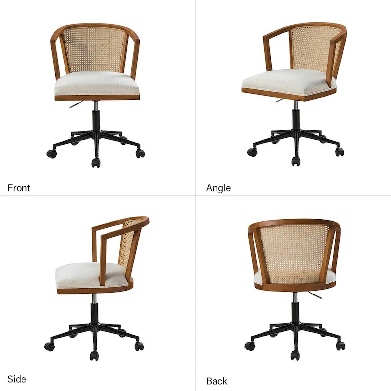 Ingrid Modern Rattan Swivel Height Adjustment Office Chair by