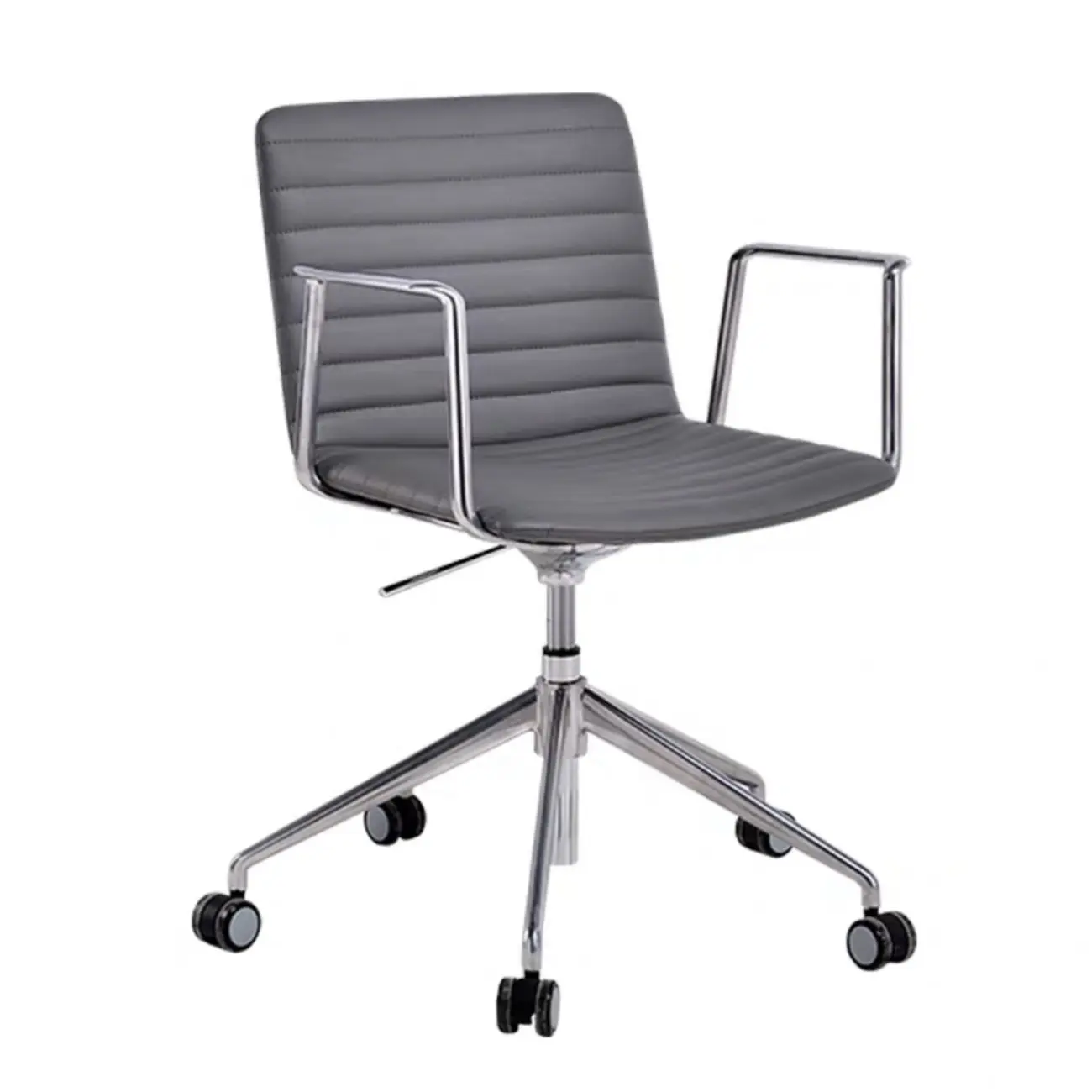 Modern Black Leather Metal Adjustable Swivel Office Chair