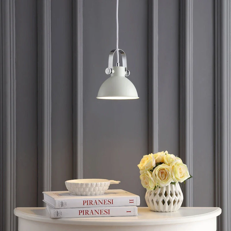 SAFAVIEH Lighting Orhideea Adjustable 1-Light Led White Pendant - 6.25 x6.25 x10-82  - 6Wx6Dx82H