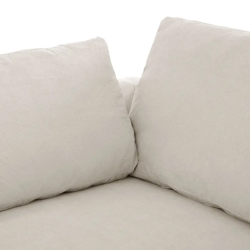 Beige 113 L-Shaped 4-Seat Sectional Sofa with Adjustable Footrest and Reversible Chaise