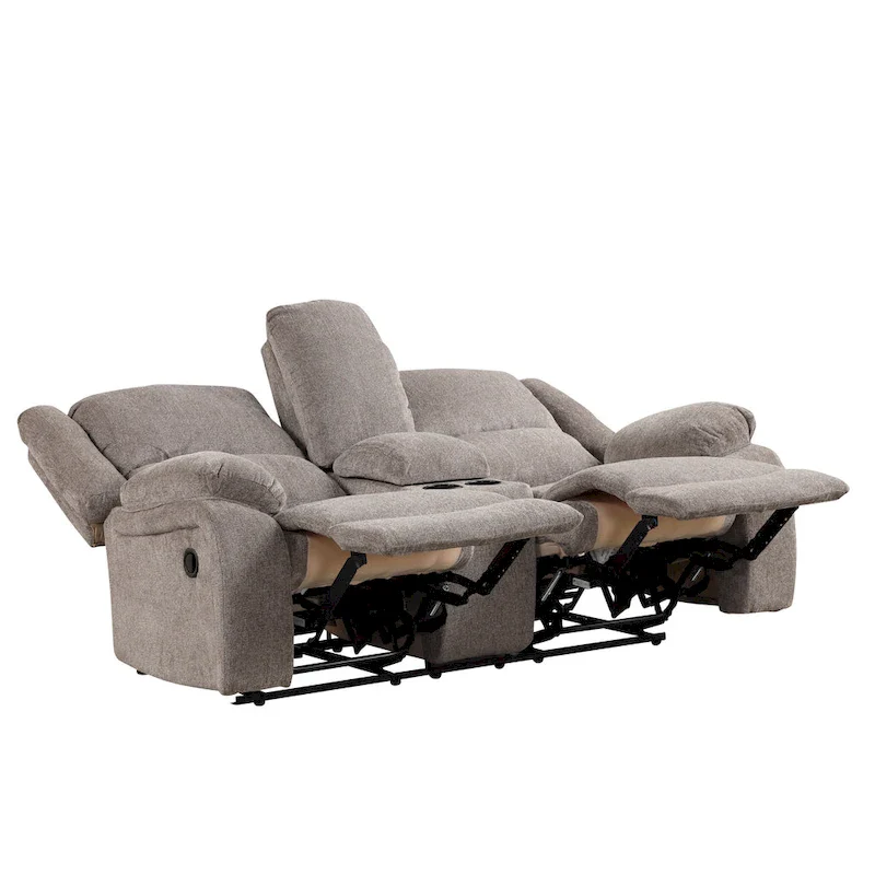3-Piece Mocha Chenille Manual Reclining Sofa Set
