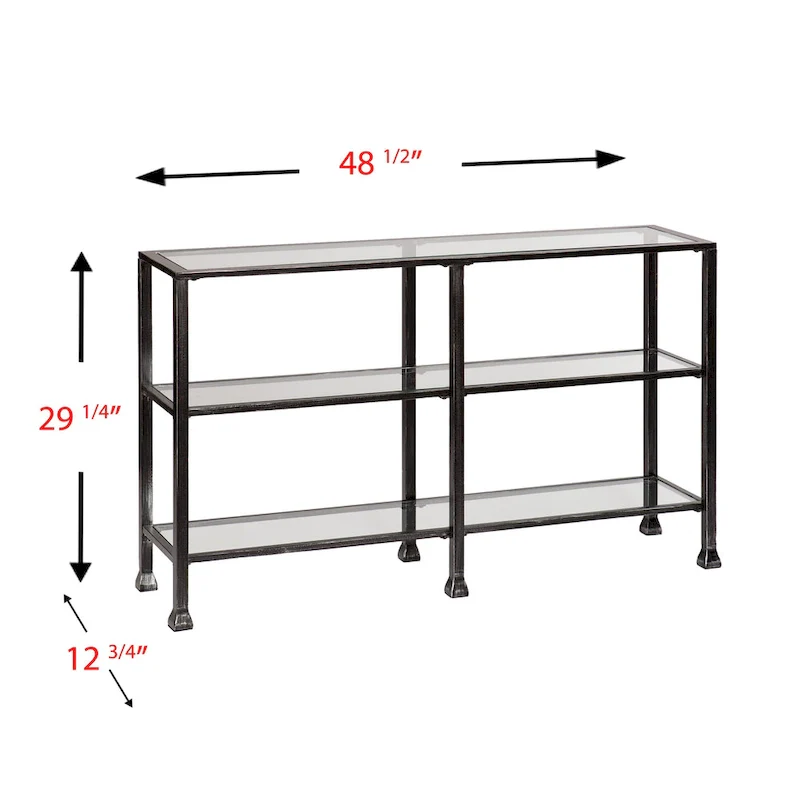 SEI Furniture Esther 3-tier Black Metal and Glass Console Table