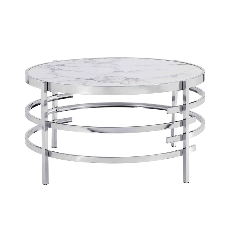 Modern Coffee Table With Sintered Stone Top and Sturdy Metal Frame