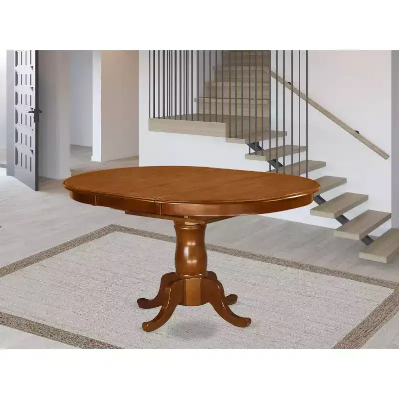 HomeStock Single Pedestal Oval Dining Table Traditional Style