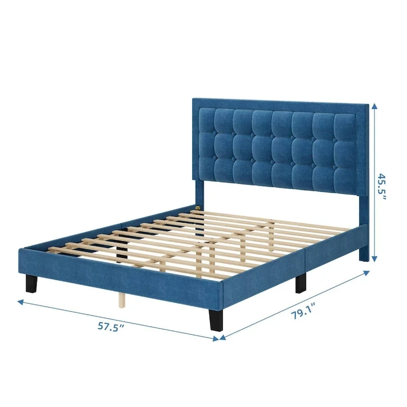 Adjustable Bed Frame with Upholstered Button Tufted Headboard
