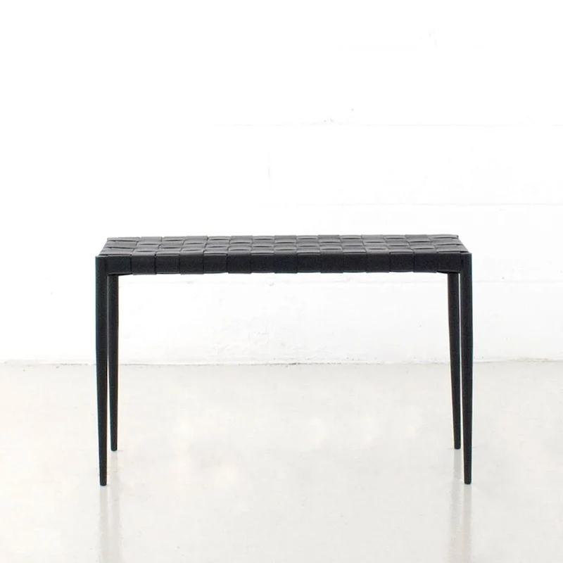 Soho Mid-Century Modern Leather Weave Coffee/Bench 28-inches/ 47-inches