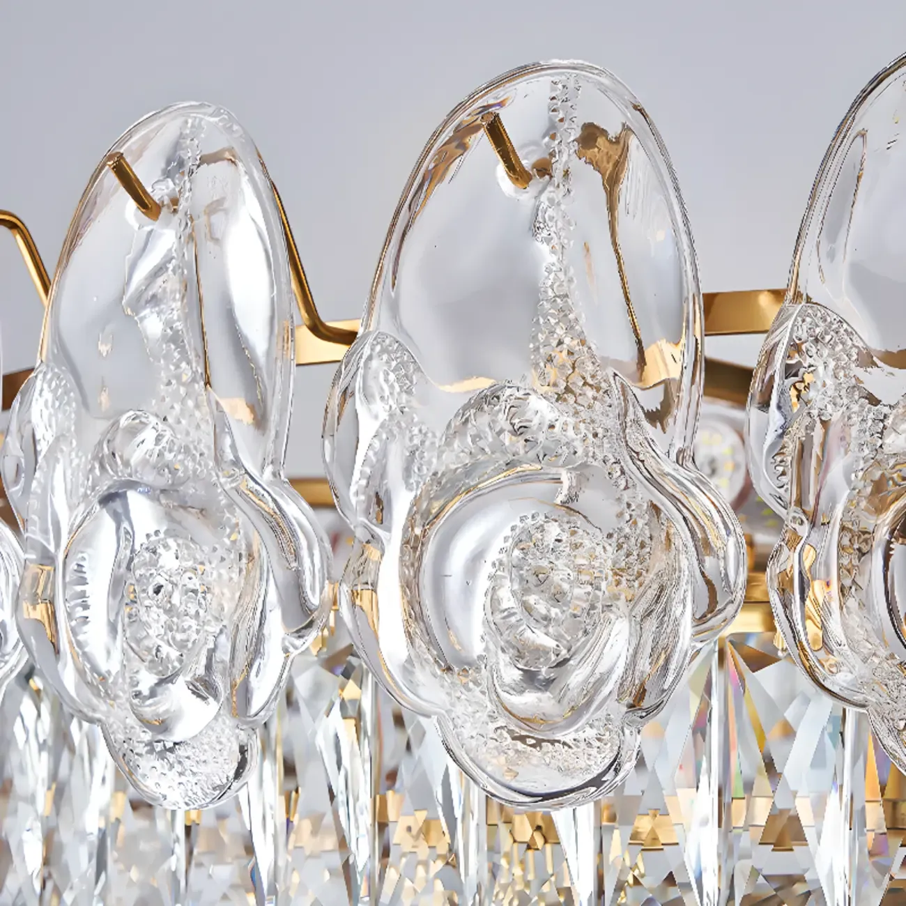 Modern Luxury Gold Tiered Crystal Round Chandelier