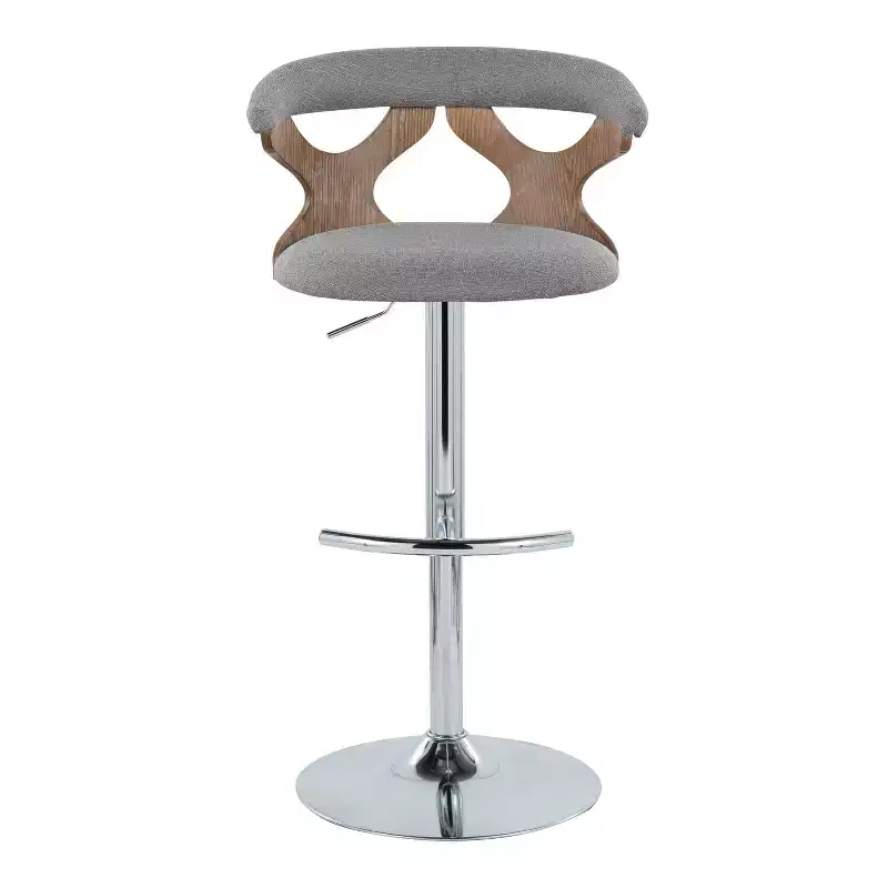 LumiSource Set of 2 Gardenia Adjustable Barstools Chrome Fabric