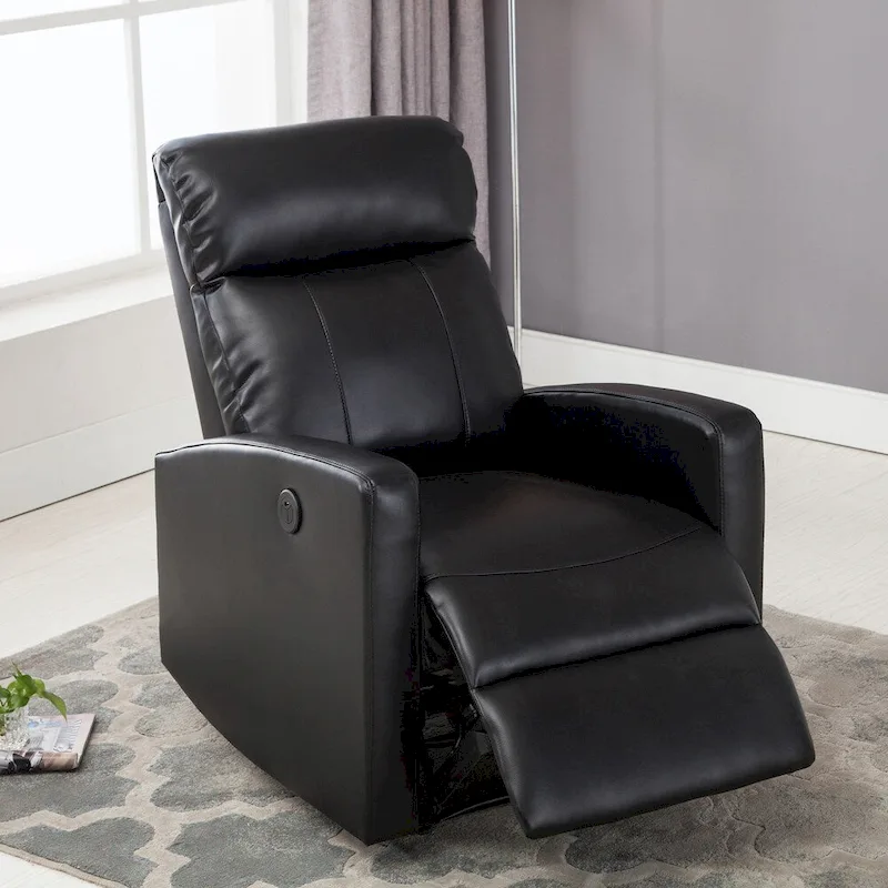 AC Pacific Modern Faux Leather Small Powered Reading Recliner
