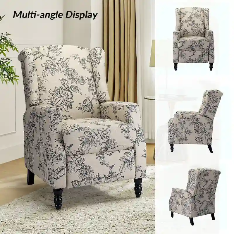 Damaris Mid-Century Modern Manual Pushback Recliner with Wingback Design Set of 2 by HULALA HOME