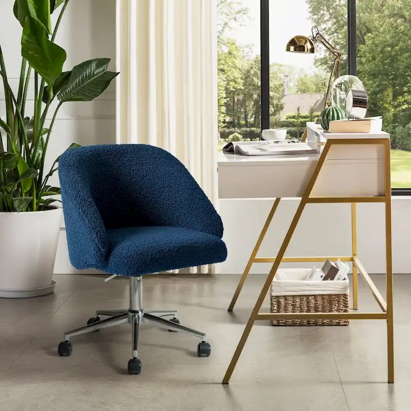 Joah Modern Boucle 360 Swivel Height Adjustable Swivel Office Chair with Rolling Wheels by HULALA HOME - N/A