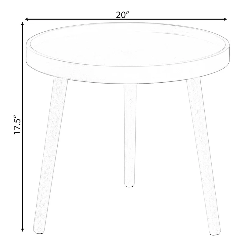 Modern Plastic Round Side Table Accent Coffee Table with Beech Wood Legs