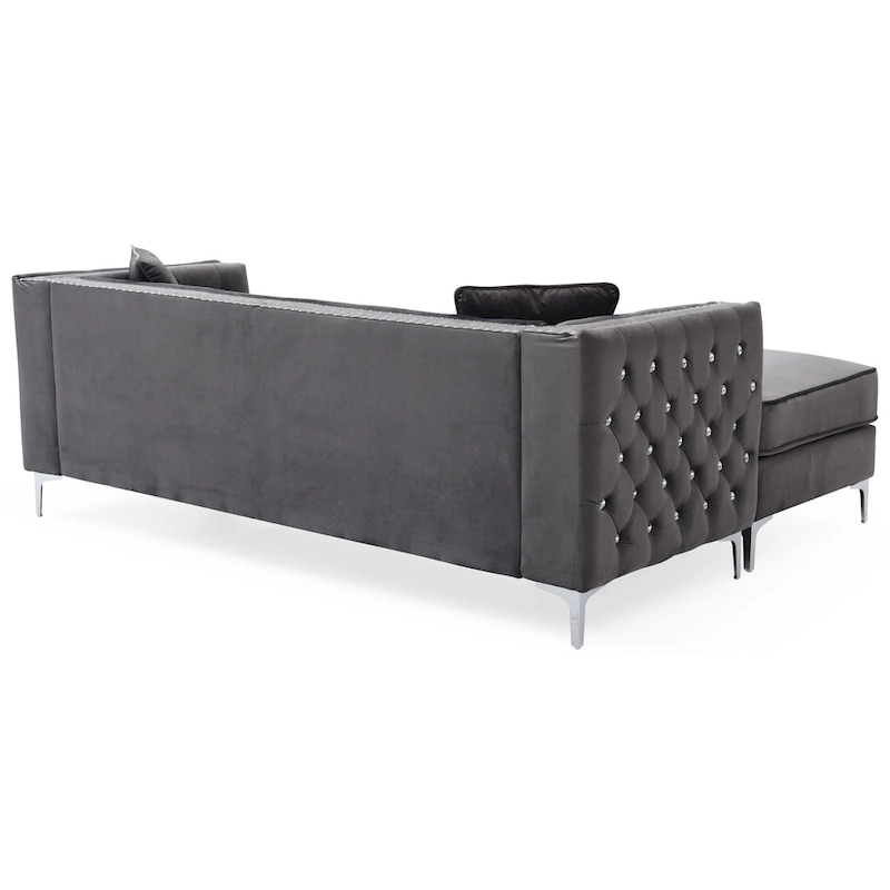 Paige Velvet Tufted Sofa with Chaise