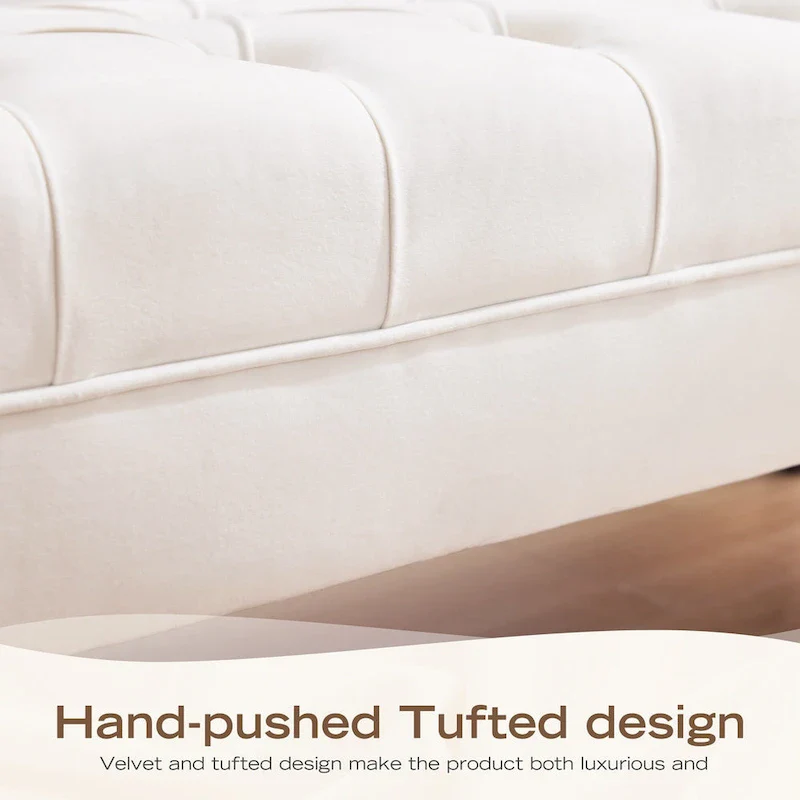 Velvet Bedroom Bench Pink/ Beige/ Blue/ Gray Upholstered Bench with Button-Tufted 60.2.