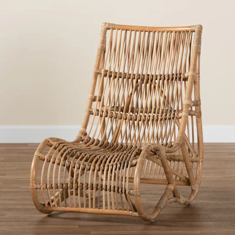 Genera Modern Bohemian Natural Rattan Lounge Chair