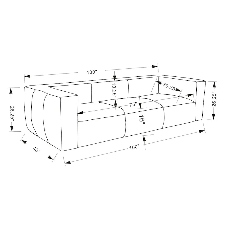 Brown/Light Brown Genuine Aniline Leather Sofa, Square Arms, 100