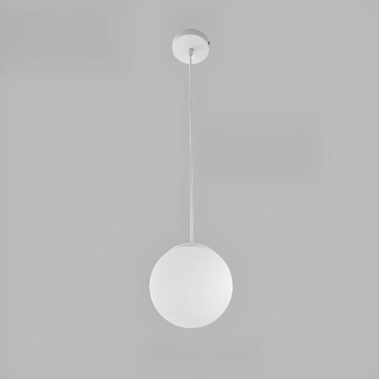 Minimalist White Glass Silver Metal Globe Kitchen Pendant