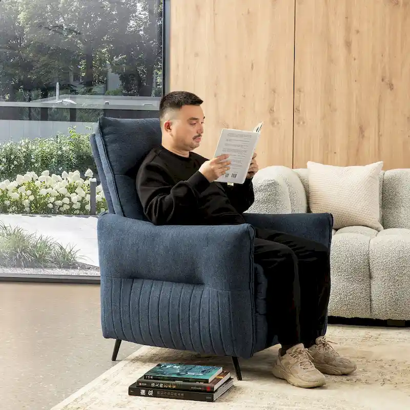 Glitzhome 41H Fabric Push Back Recliner With Ergonomic Segmented Back