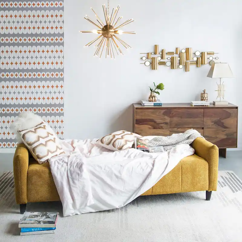 79-inch Mustard Large Biscuit Tufted Sofa Bed