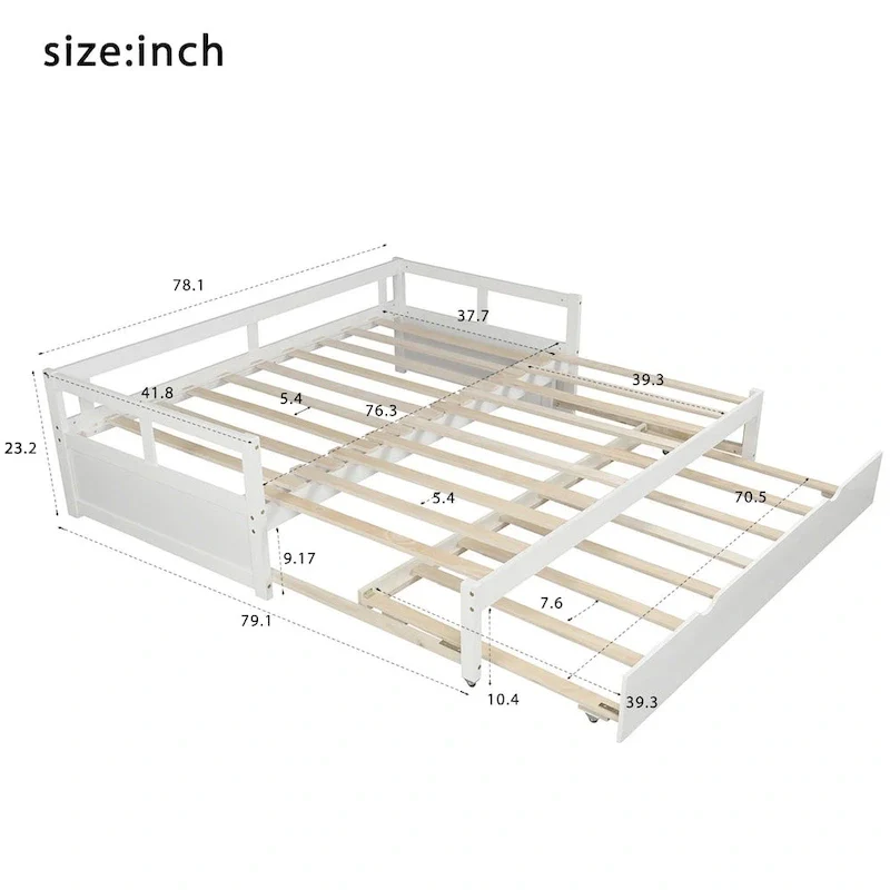 Extending Daybed with Trundle, Wooden Daybed with Trundle