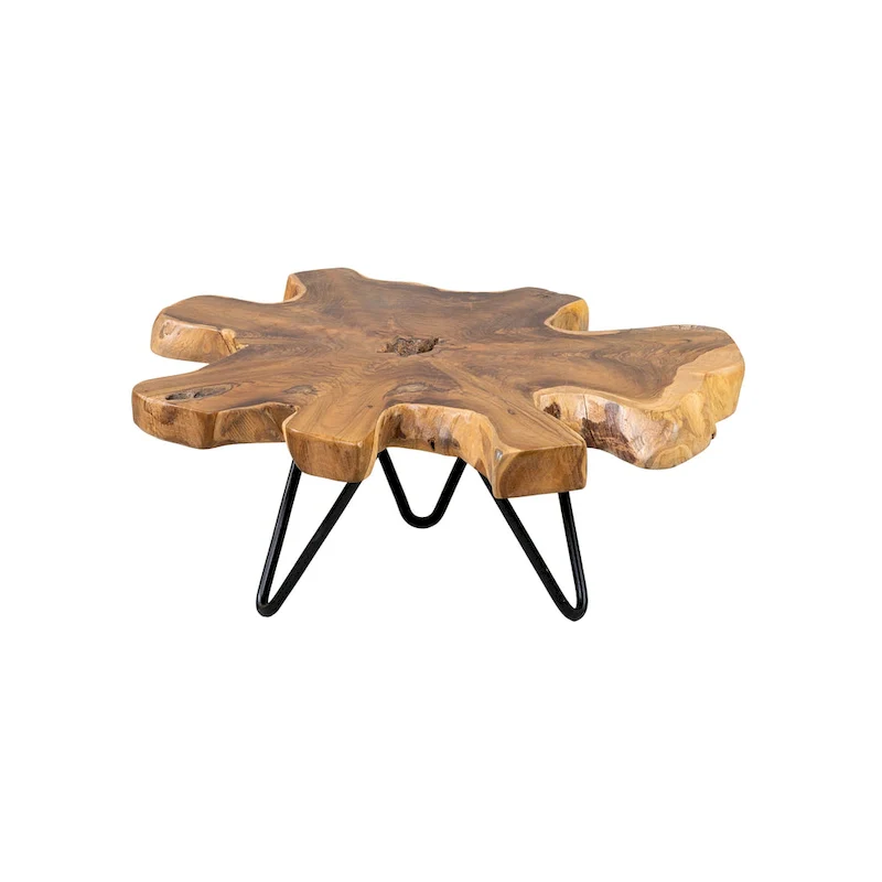 Live Edge Teak Riser With Iron Base by East at Main