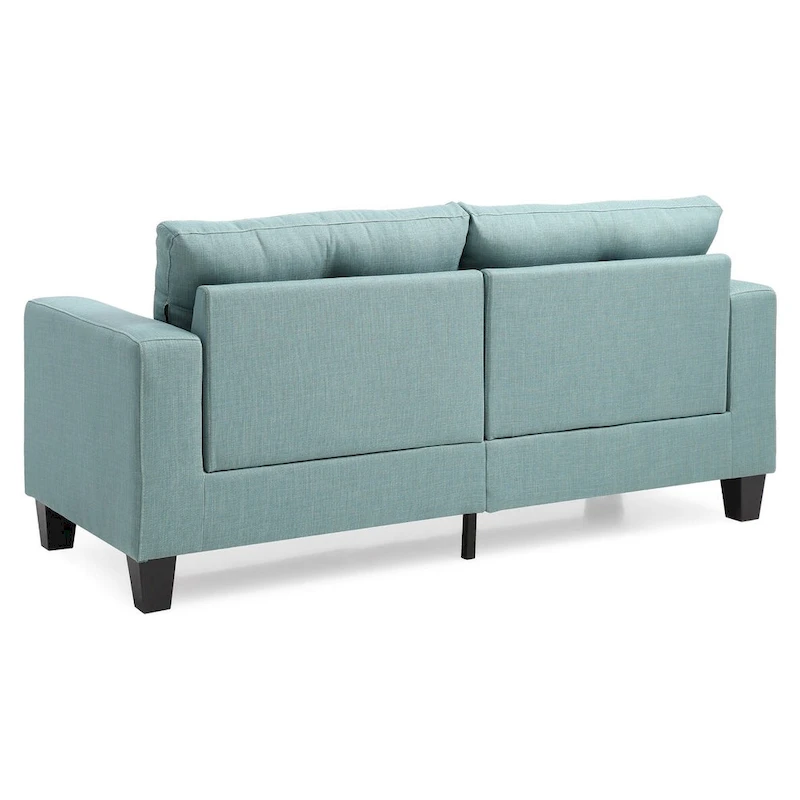 Square Arm Twill Tufted Straight Sofa - 71 - Teal