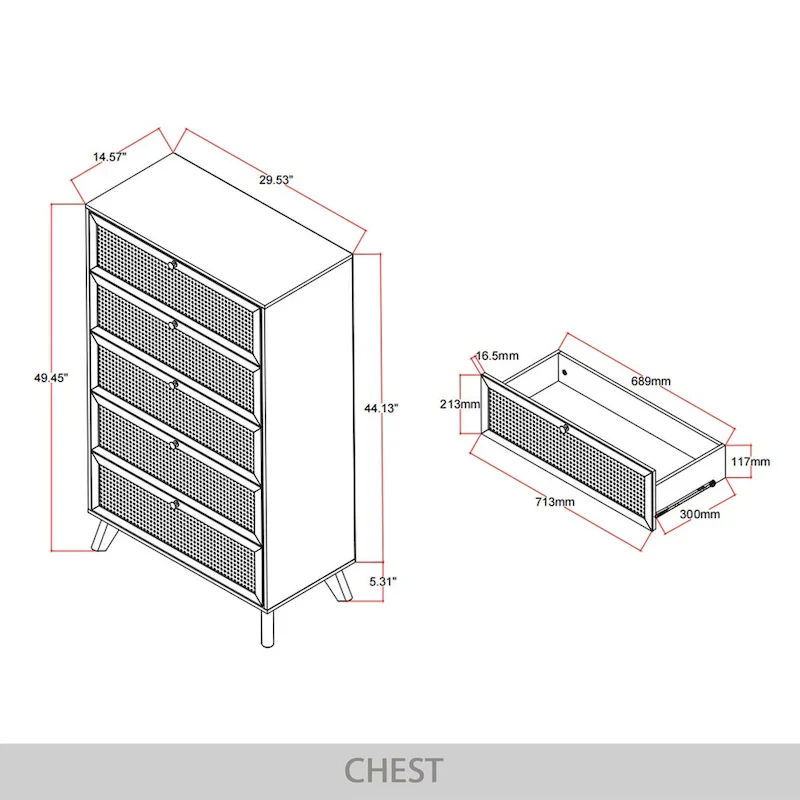 CraftPorch Mid-Century Modern Black Chest