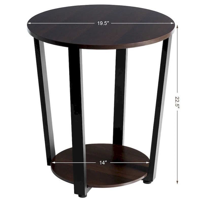 Costway Set of 2 Industrial End Table Sofa Side Table Nightstand Shelf